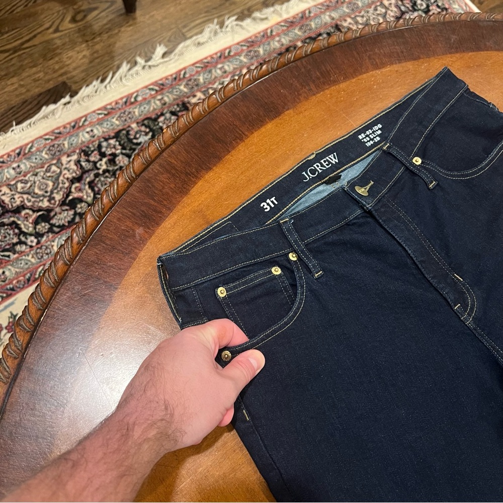 J,Crew Classic Mid-Rise Tall Slim Jean Resin Rinse Wash 31T Dark Denim 2000s - Picture 7 of 16